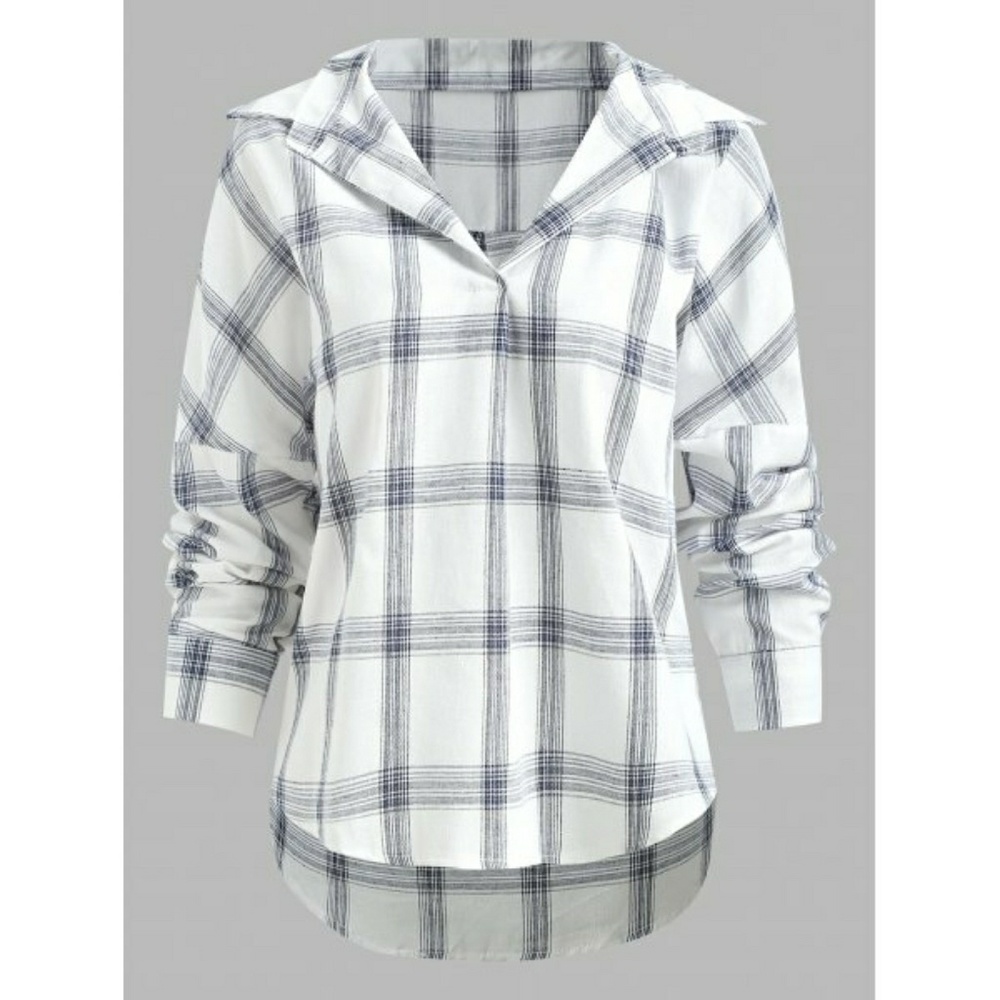 Plaid Print Drop Shoulder Blouse